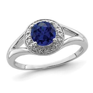 2/3 Carat (ctw) Lab-Created Blue Sapphire Ring  in Sterling Silver